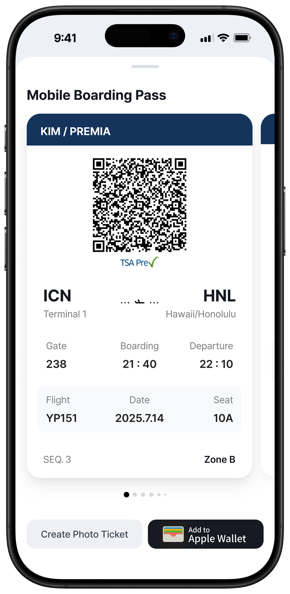 Mobile boarding pass